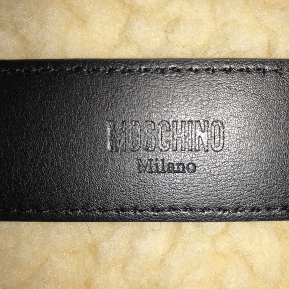 Moschino Leather Belt with Gold Tone Moschino Bear Buckle - Picture 11 of 13